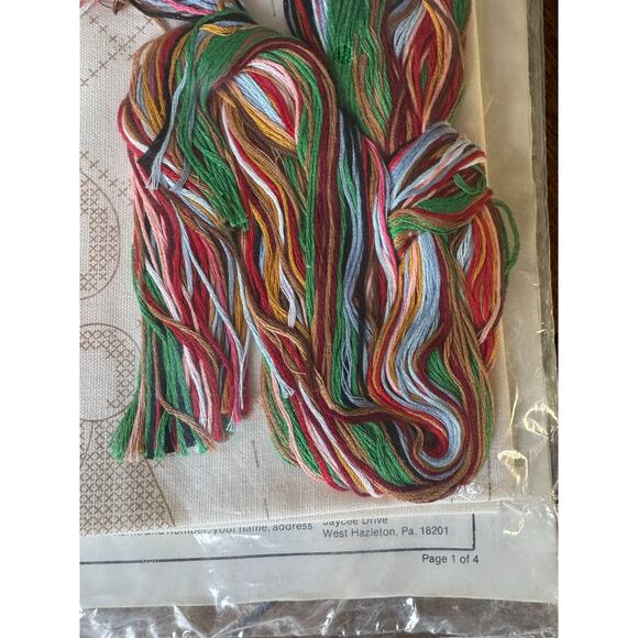 NEW Vintage Bucilla Santa Bear Stamped Cross Stitch Stocking Kit 18” NIP - Picture 5 of 7